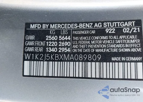 2021 Mercedes-Benz Cls 450 4Matic z USA, uszkodzony, nr VIN W1K2J5KBXMA089809
